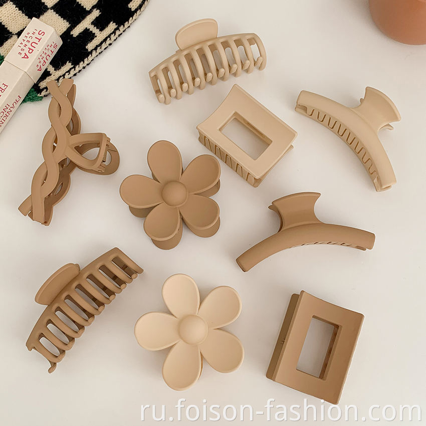 Fashion Solid Colors Elegant Geometric Flower Hair Claw Clips Big Matte Hair Claw Clamps For Woman1